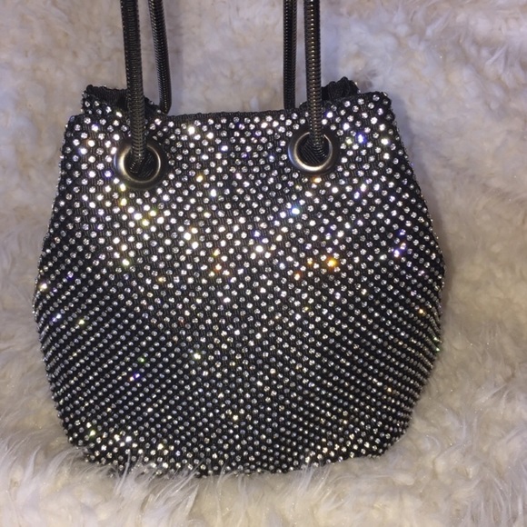 Bags Black And Silver Rhinestone Bucket Bag Poshmark